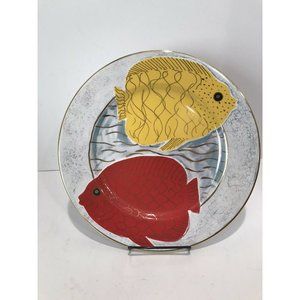 ROB TURNER Bone China hand painted Fishy Fish platter Bergdorf Goodman Exclusive